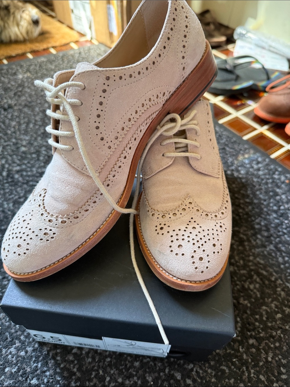 Banana Republic Suede Wingtip Oxfords in Light Taupe